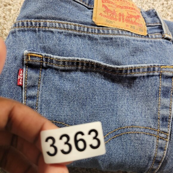 Levis 505 Jeans Mens 36x29 Tag 36x30 Regular Straight Denim Dark Wash - Picture 7 of 7